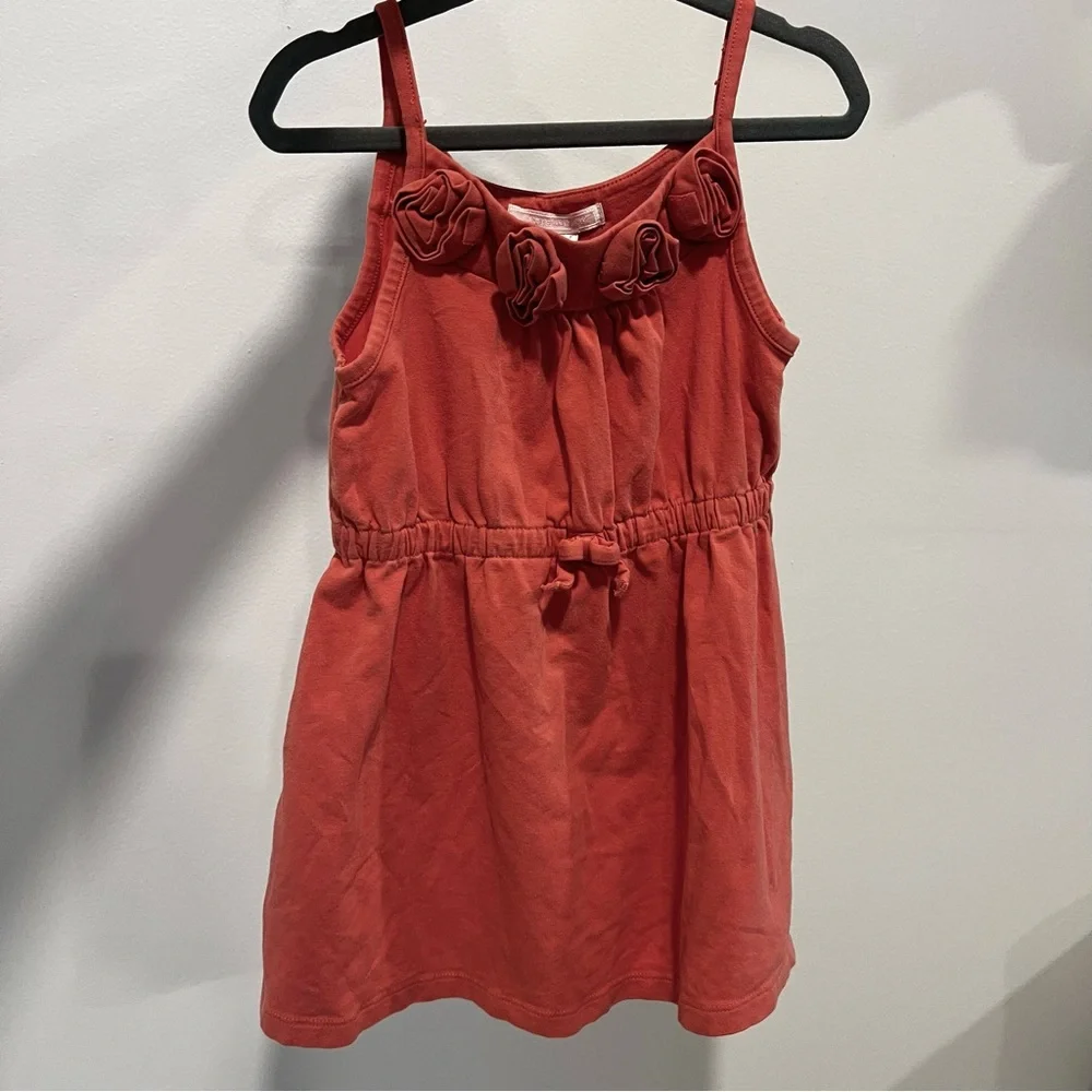 Janie & Jack Girls 18-24M Sundress Muted Coral 3D Rose Collar Cotton Dress